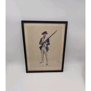 Vintage 1962 Continental Insurance Soldier 1781 Tom Lovell Litho Print in Frame